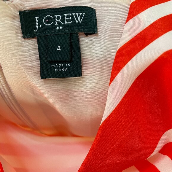 J Crew Orange White Striped Scoop Neck Sleeveless Elastic Waist Dress Size 4 - Picture 15 of 16
